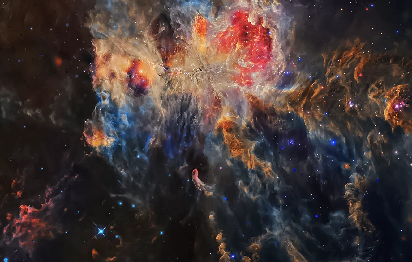 Photo wallpaper space, stars, nebula, M42, the Orion nebula, dust fiber, cluster of stars a-Line