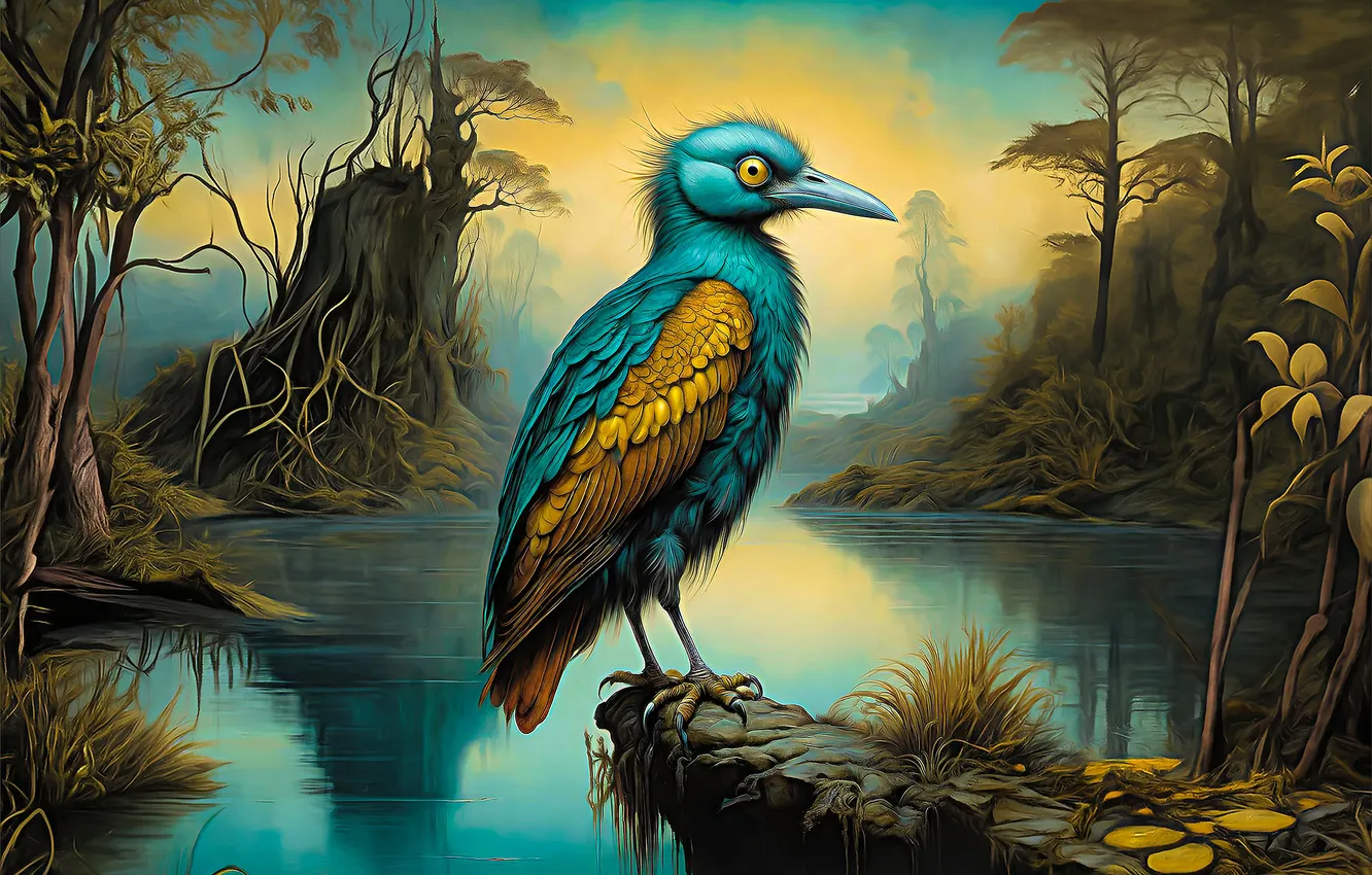 Photo wallpaper the sky, look, leaves, clouds, trees, branches, nature, lake