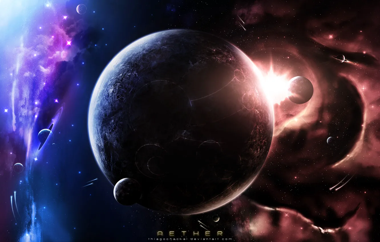 Photo wallpaper space, sun, planet, thiagochackal