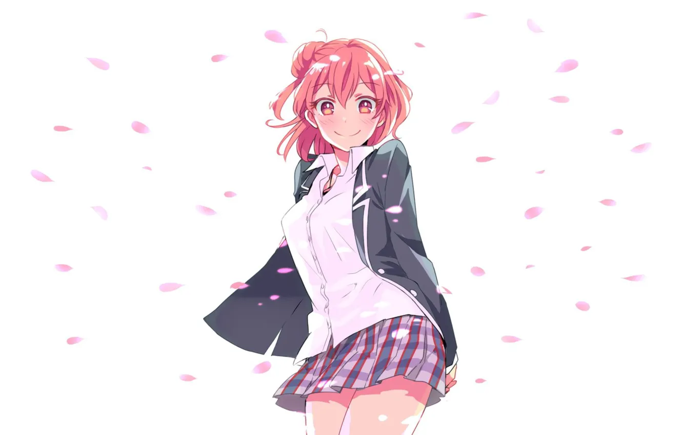Photo wallpaper girl, petals, schoolgirl, Yuigahama Yui Suggests, oregairu