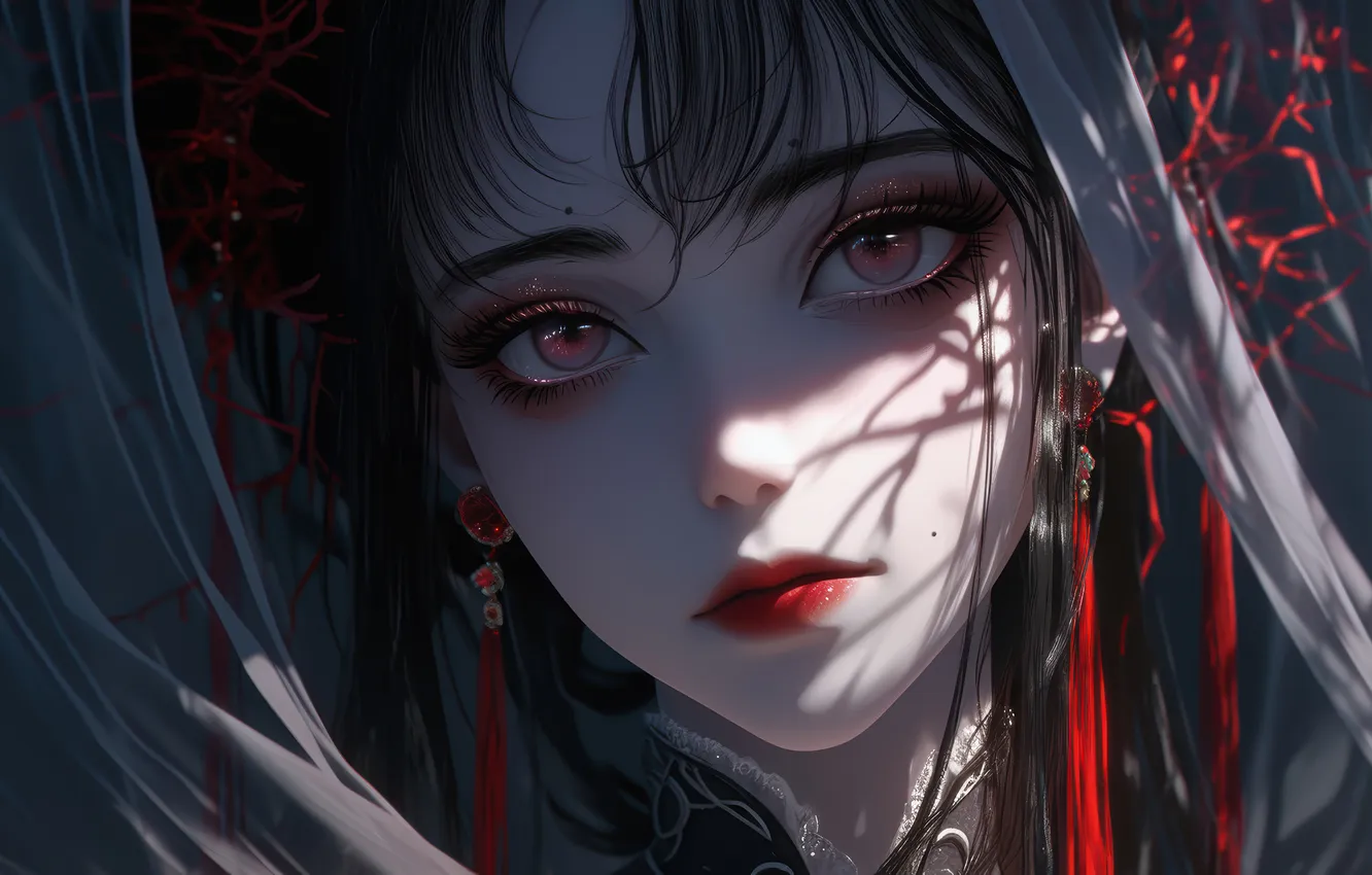 Photo wallpaper fantasy, anime, face, anime girl, AI Art, AI Generated