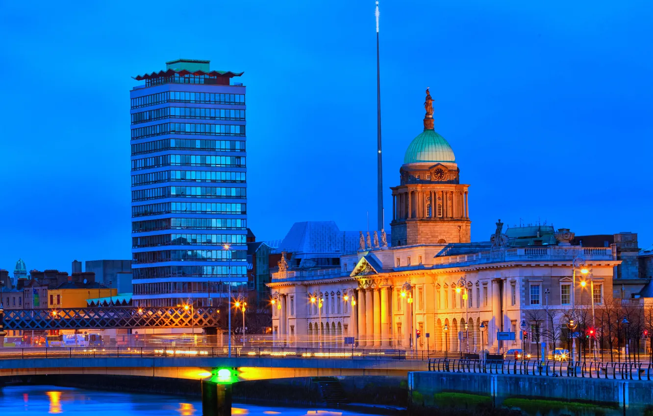 Photo wallpaper lights, building, the evening, Dublin, custom
