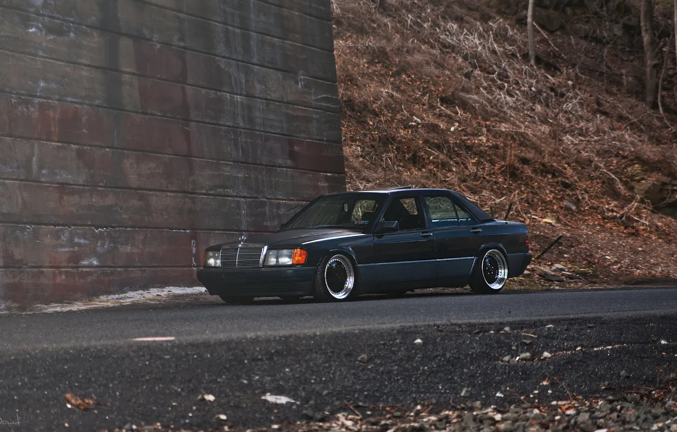 Photo wallpaper black, Mercedes, black, Mercedes, stance