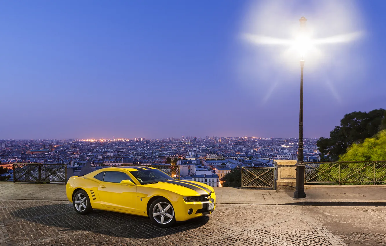 Photo wallpaper Chevrolet, Camaro, 2010, Yellow, Rally