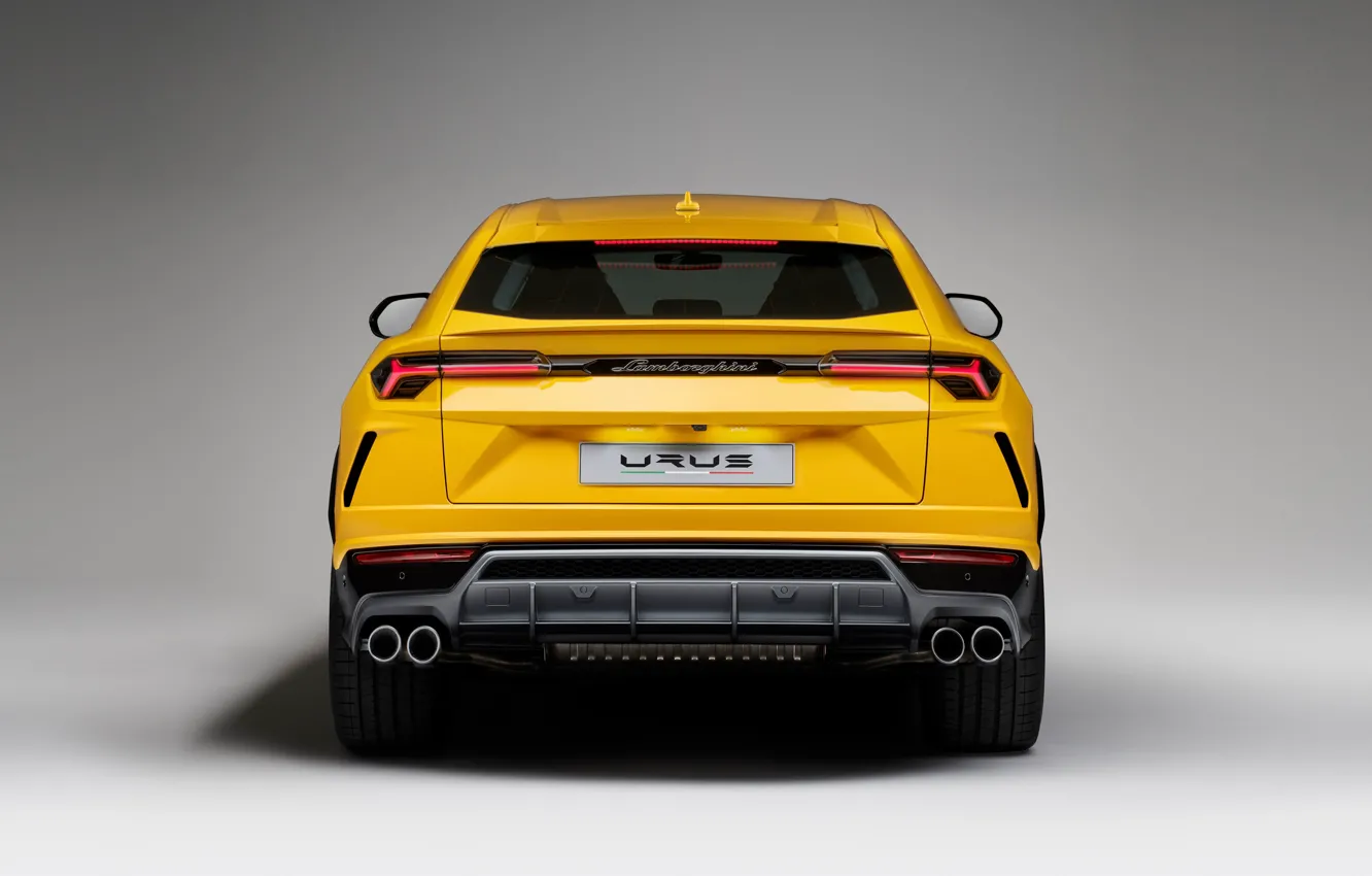 Photo wallpaper Lamborghini, rear view, yellow, 2018, Urus
