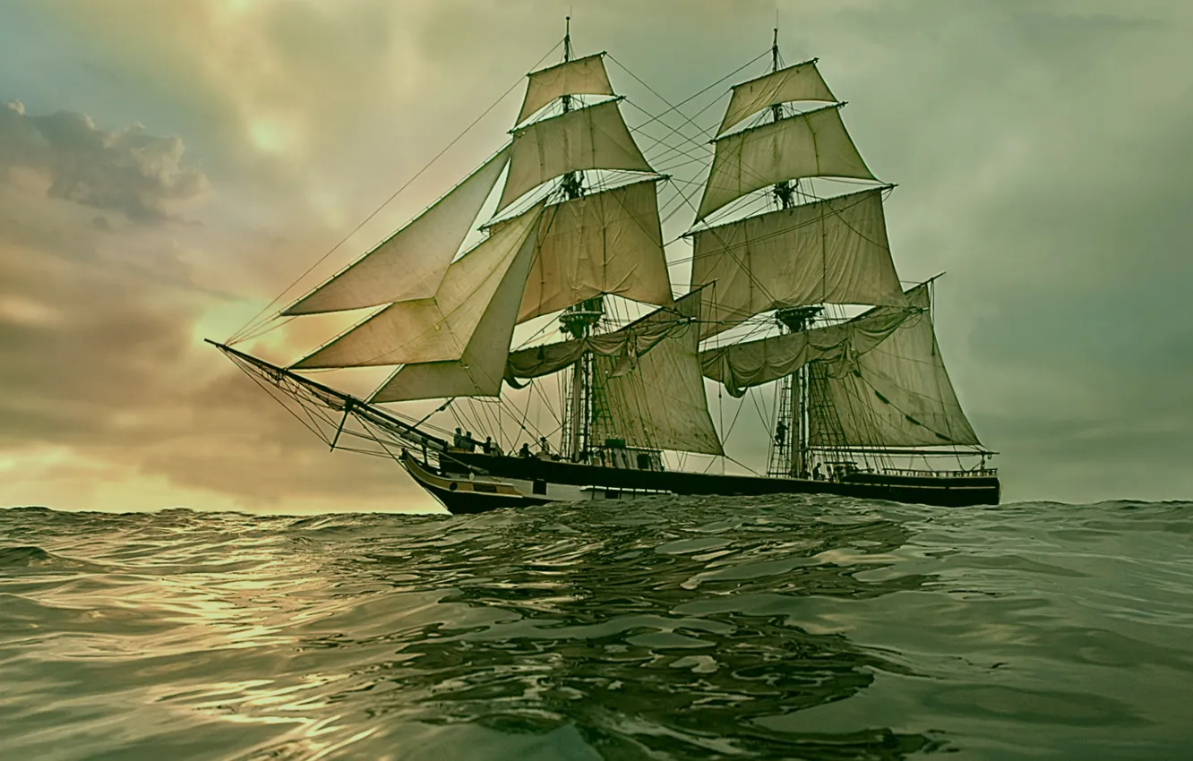 Photo wallpaper sea, the sky, romance, sailboat