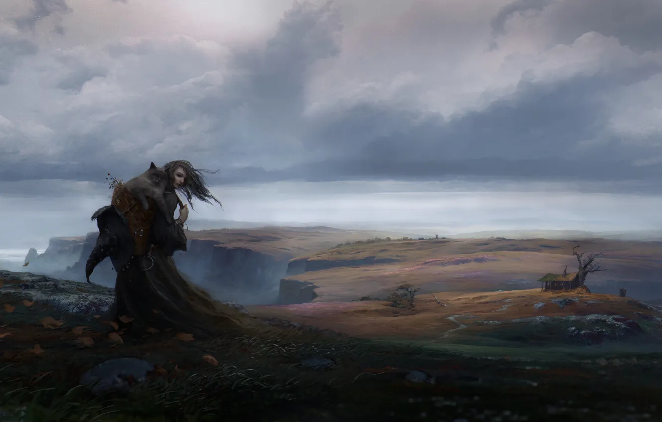 Photo wallpaper fantasy, cat, autumn, Illustration, My Love, The Art Of Demura