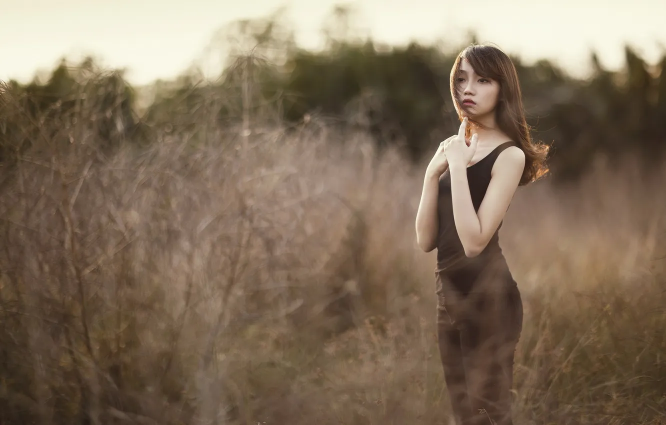 Photo wallpaper girl, background, Asian