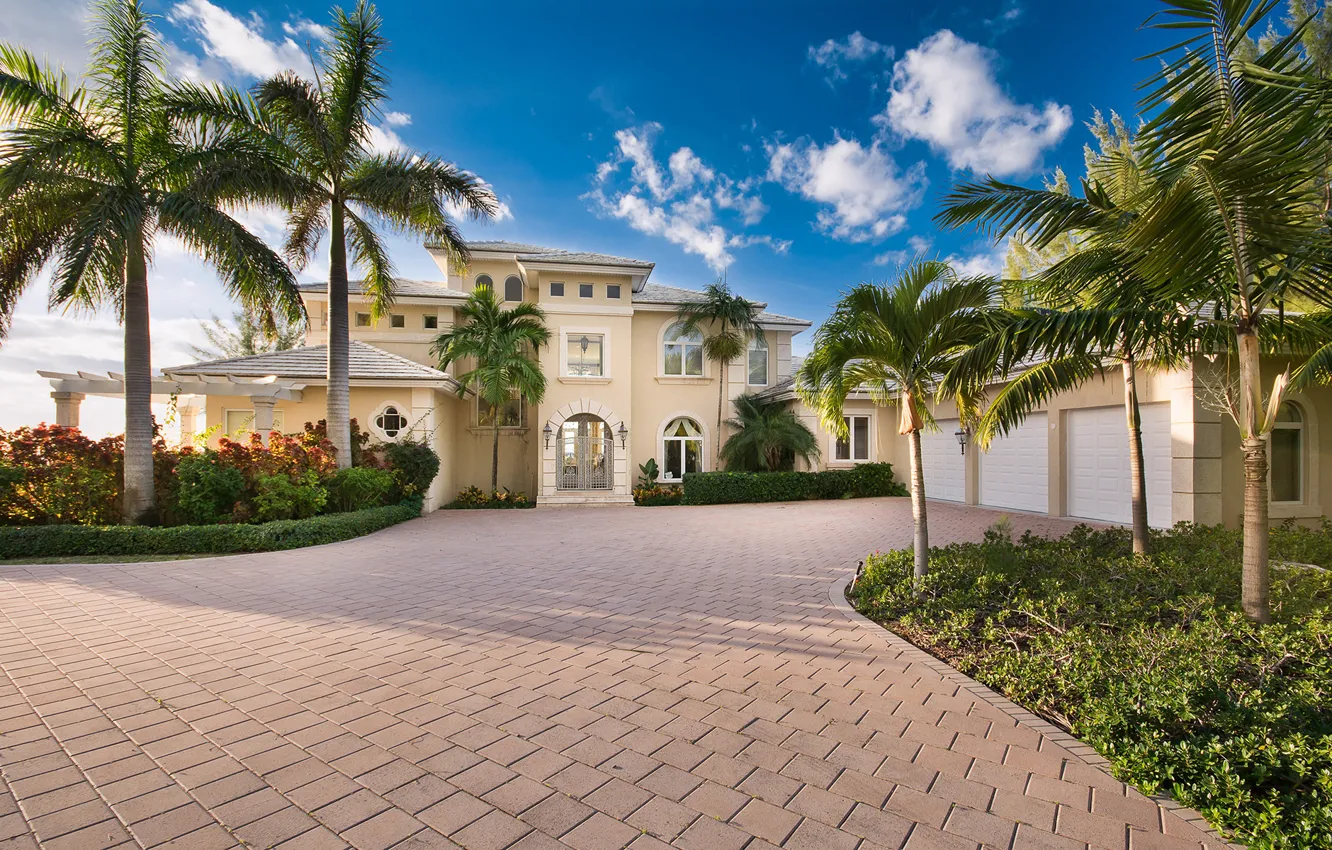 Photo wallpaper house, home, villa, luxury, Bahamas, palm
