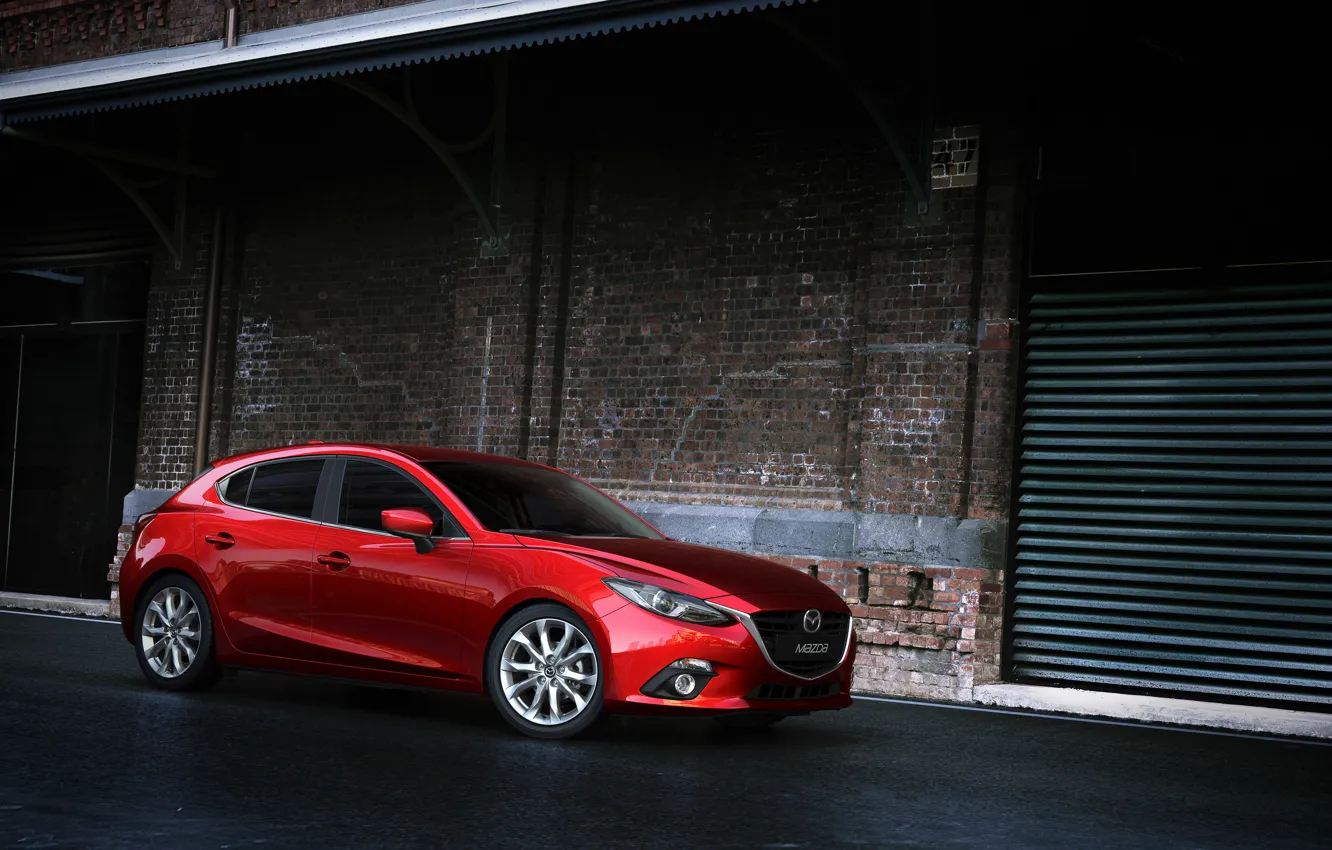 Photo wallpaper Red, Car, Speed, Mazda 3, Wallpapers