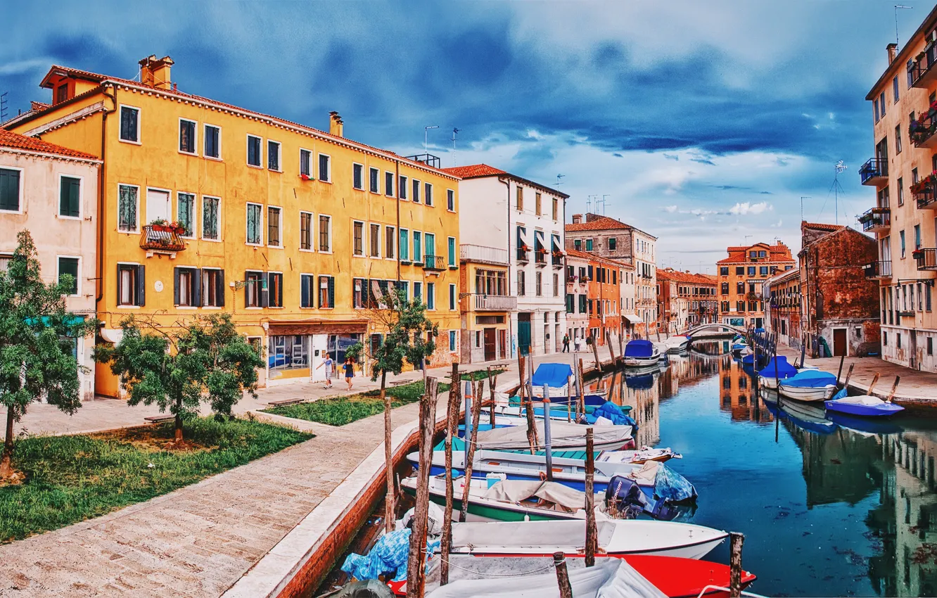 Photo wallpaper building, home, boats, Italy, Venice, channel, the bridge, Italy