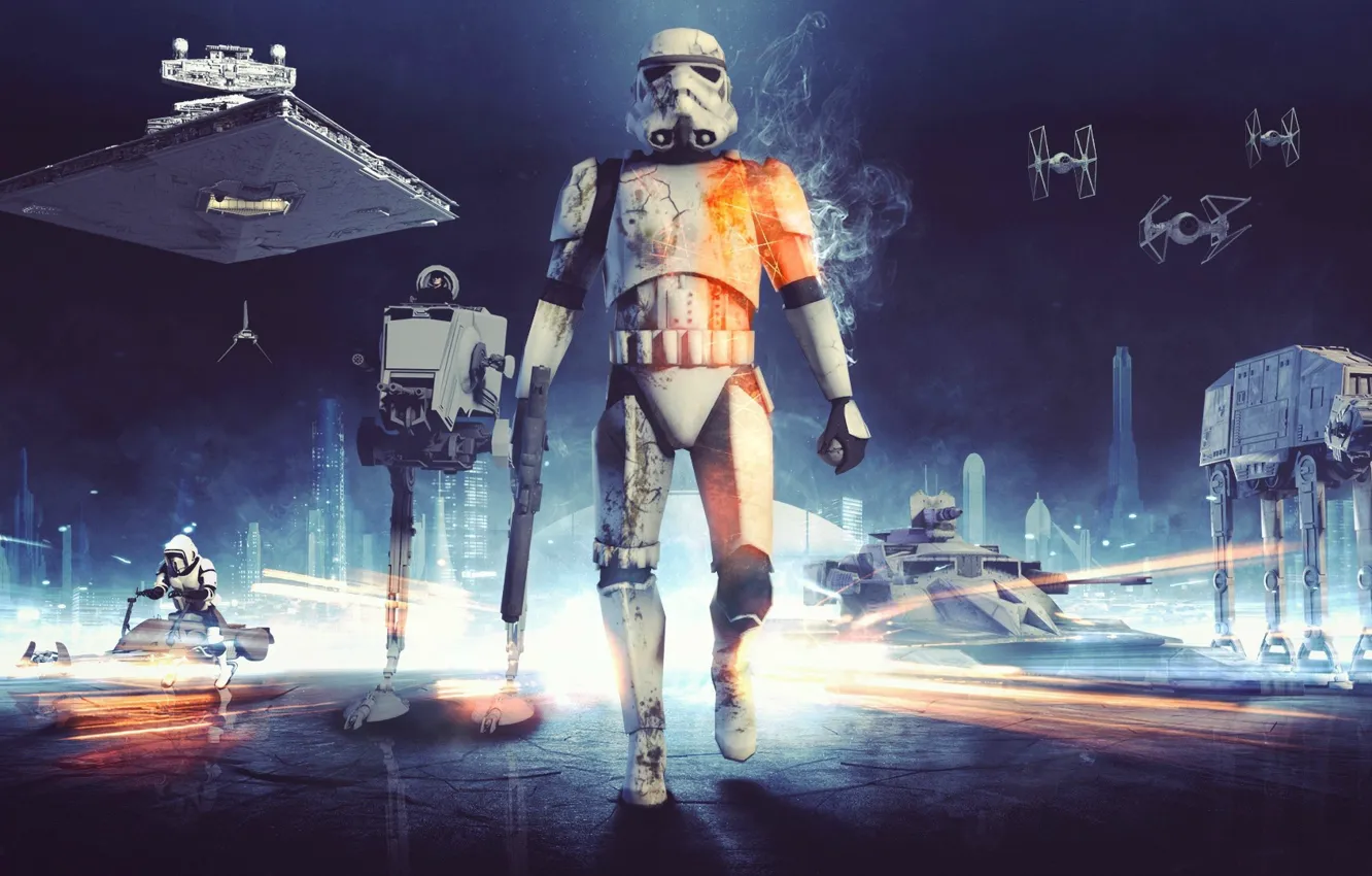 Photo wallpaper game, Electronic Arts, AT-AT, DICE, Scout Trooper, Attack, Stormtrooper, TIE-Fighter