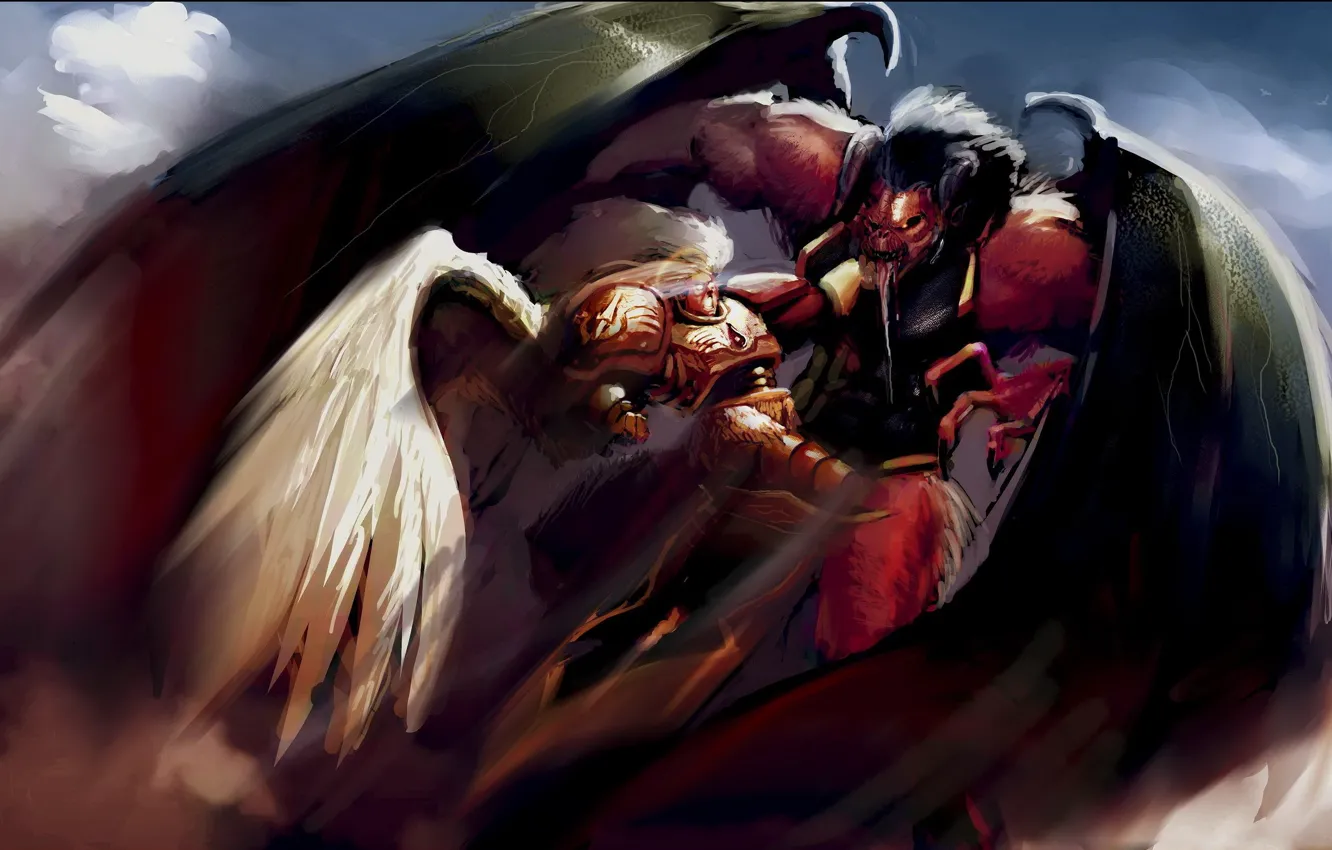 Photo wallpaper the demon, fight, warhammer 40k, the Primarch, bloodthirster, Sanguinius