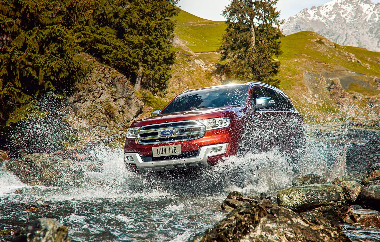 Photo wallpaper water, squirt, transport, car, Ford Everest
