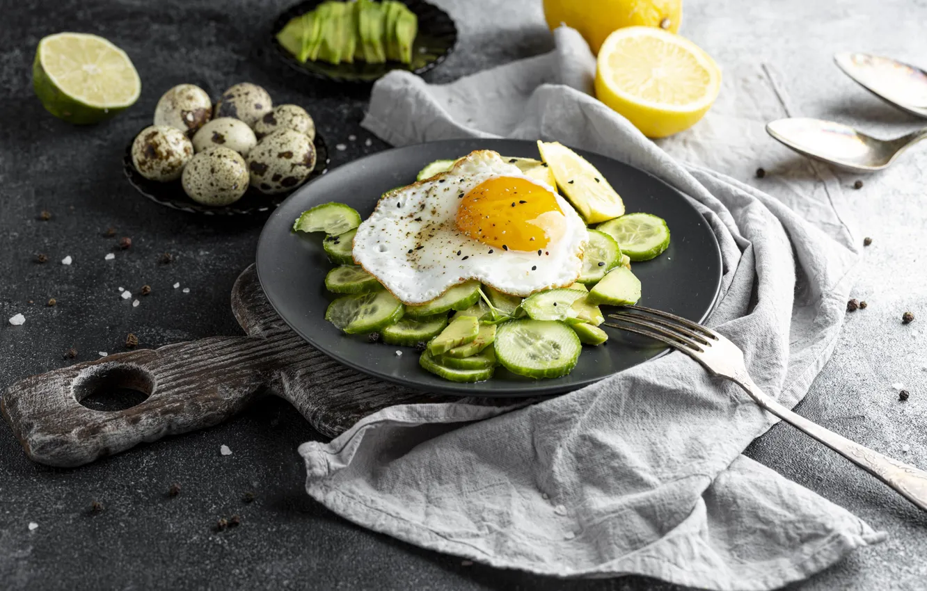 Photo wallpaper eggs, towel, scrambled eggs