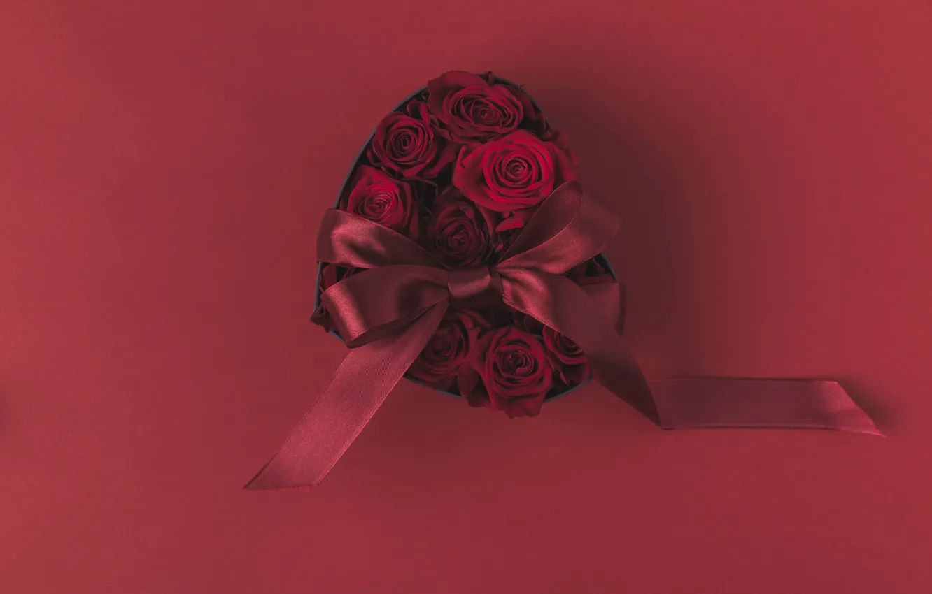 Photo wallpaper flowers, roses, heart, Box
