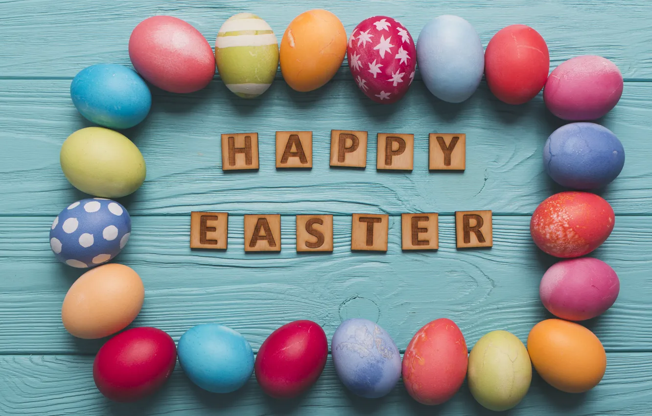 Photo wallpaper letters, background, holiday, eggs, spring, Easter
