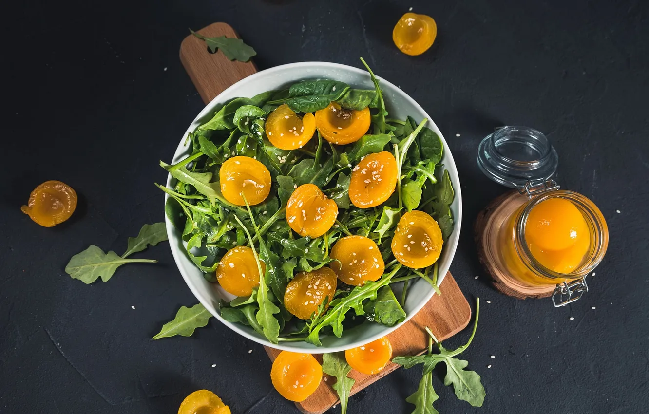 Photo wallpaper bowl, plum, salad