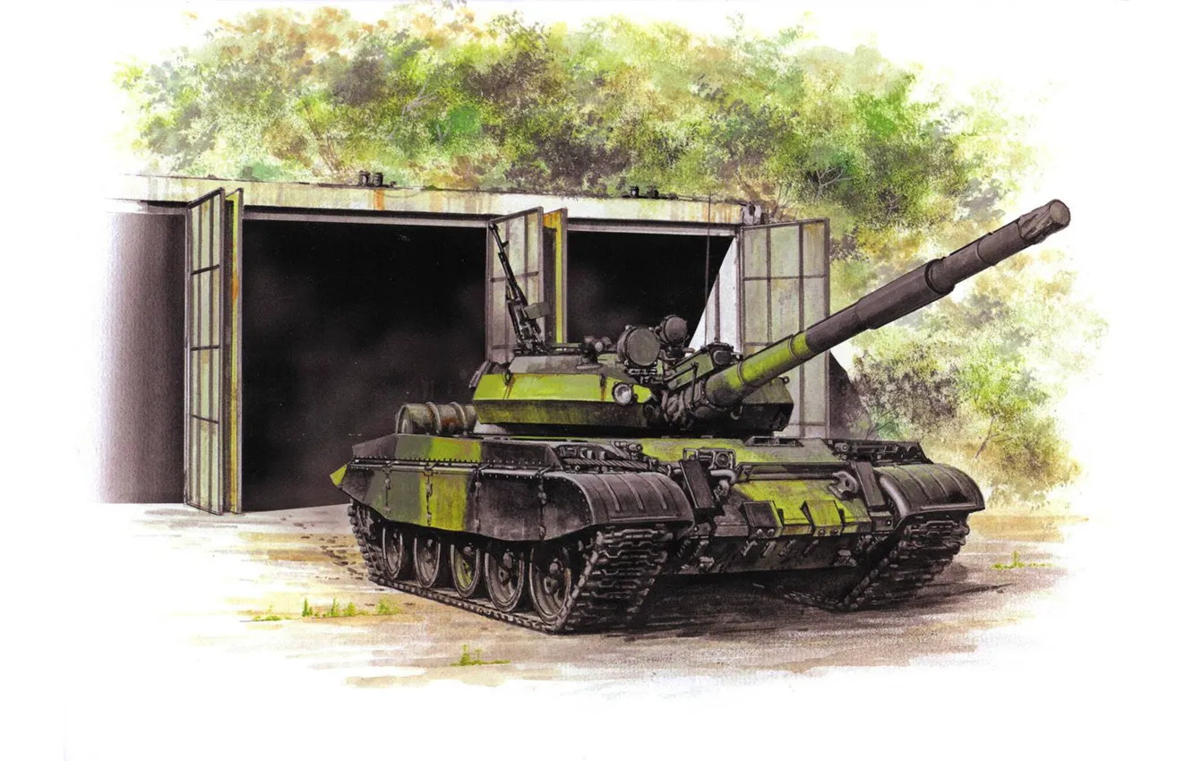 Photo wallpaper figure, art, Soviet medium tank, T-62