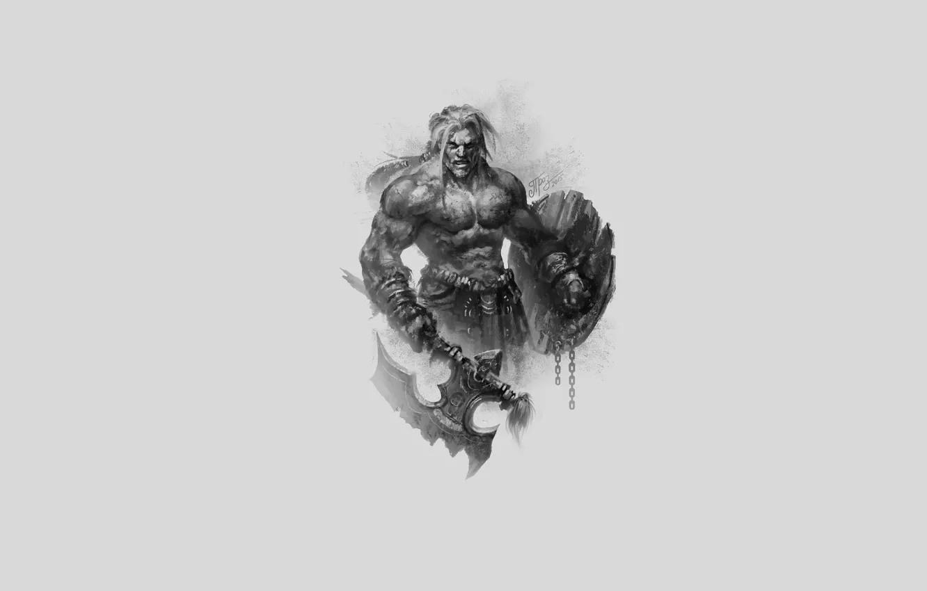 Photo wallpaper warrior, axe, shield