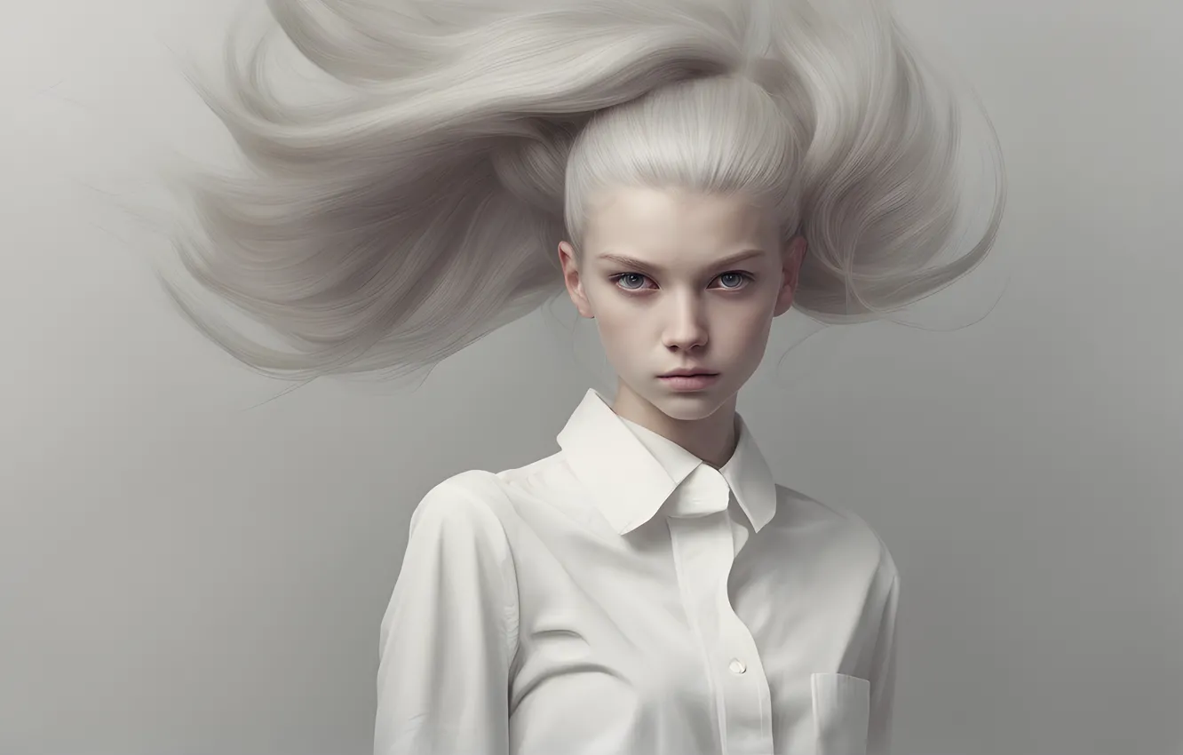 Photo wallpaper girl, blonde, portrait, AI Art