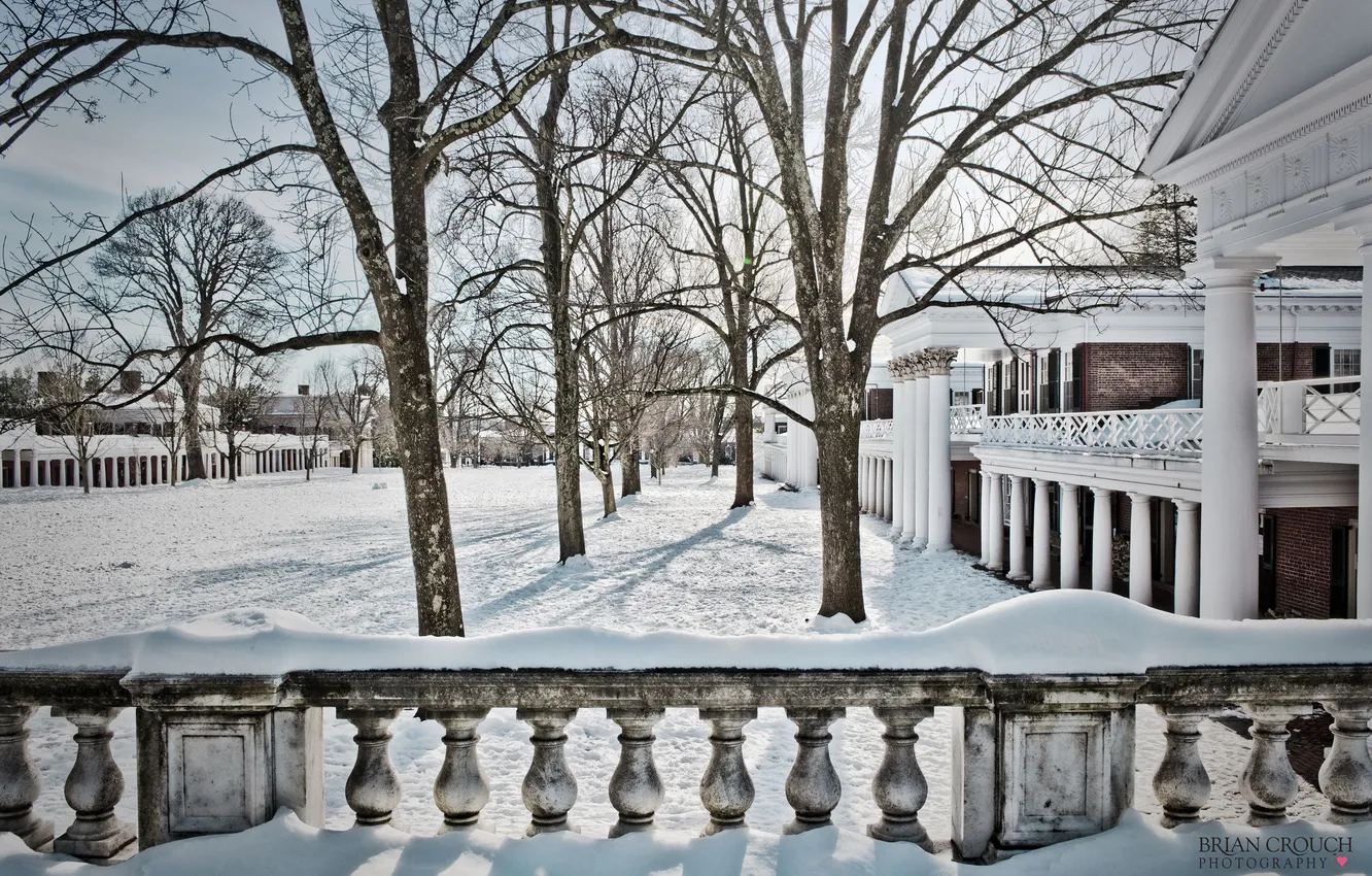 Photo wallpaper winter, snow, architecture