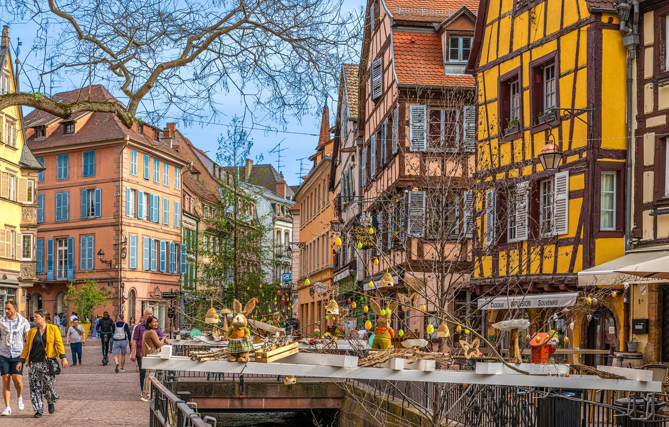 Photo wallpaper France, Home, Street, People