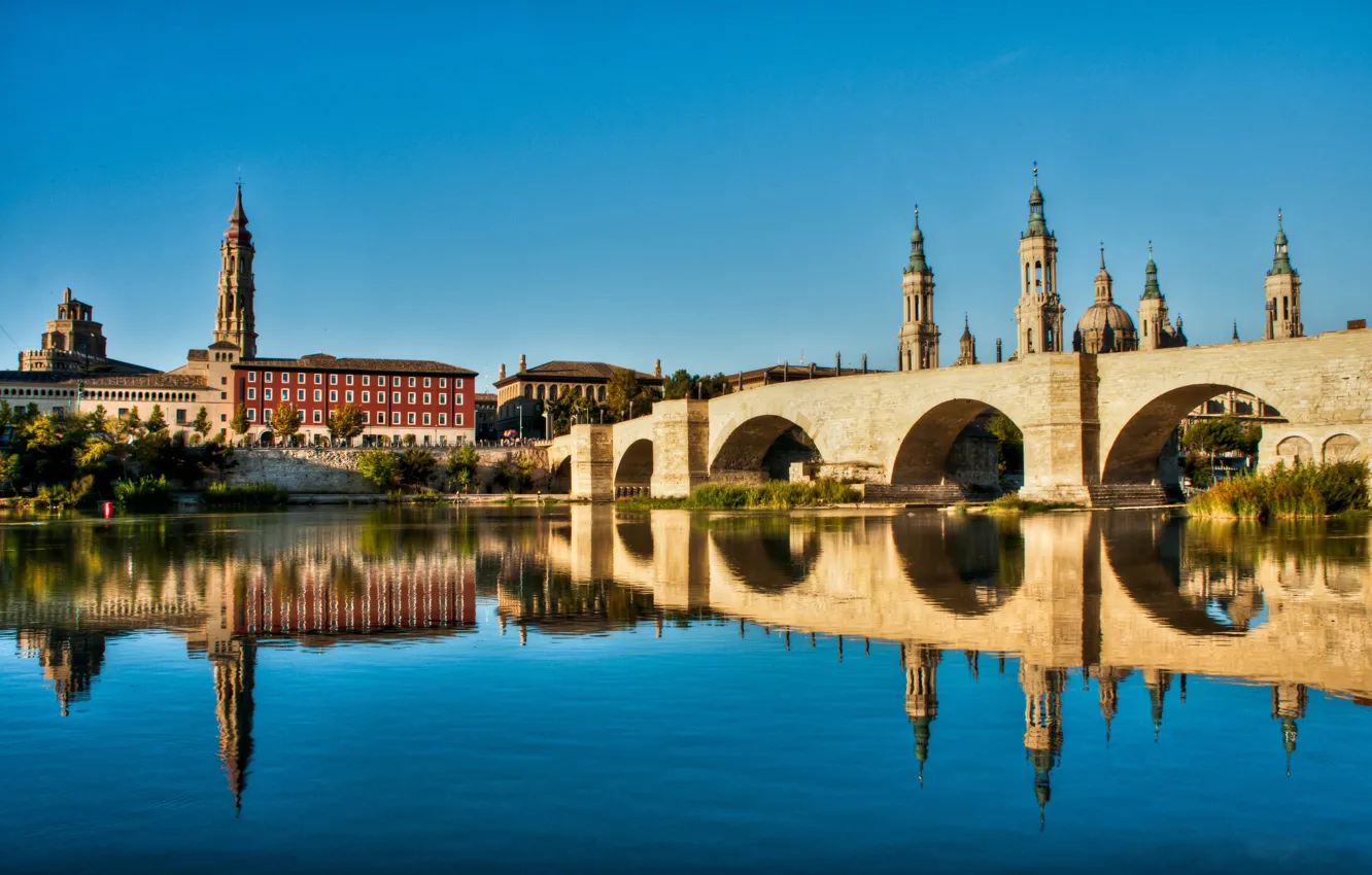 Photo wallpaper bridge, Spain, Zaragoza, Zaragoza