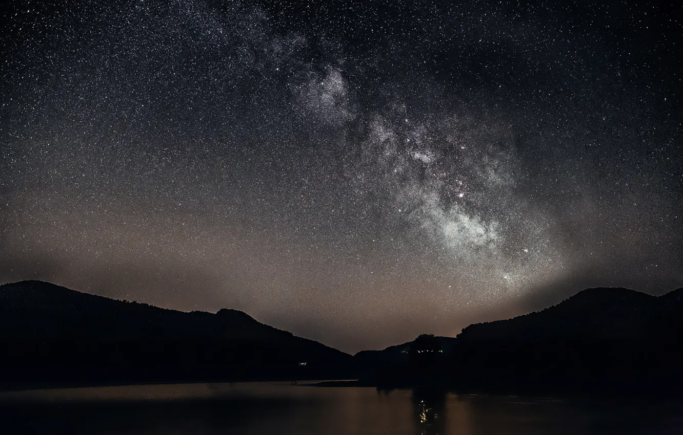 Photo wallpaper space, stars, view, panorama, the milky way