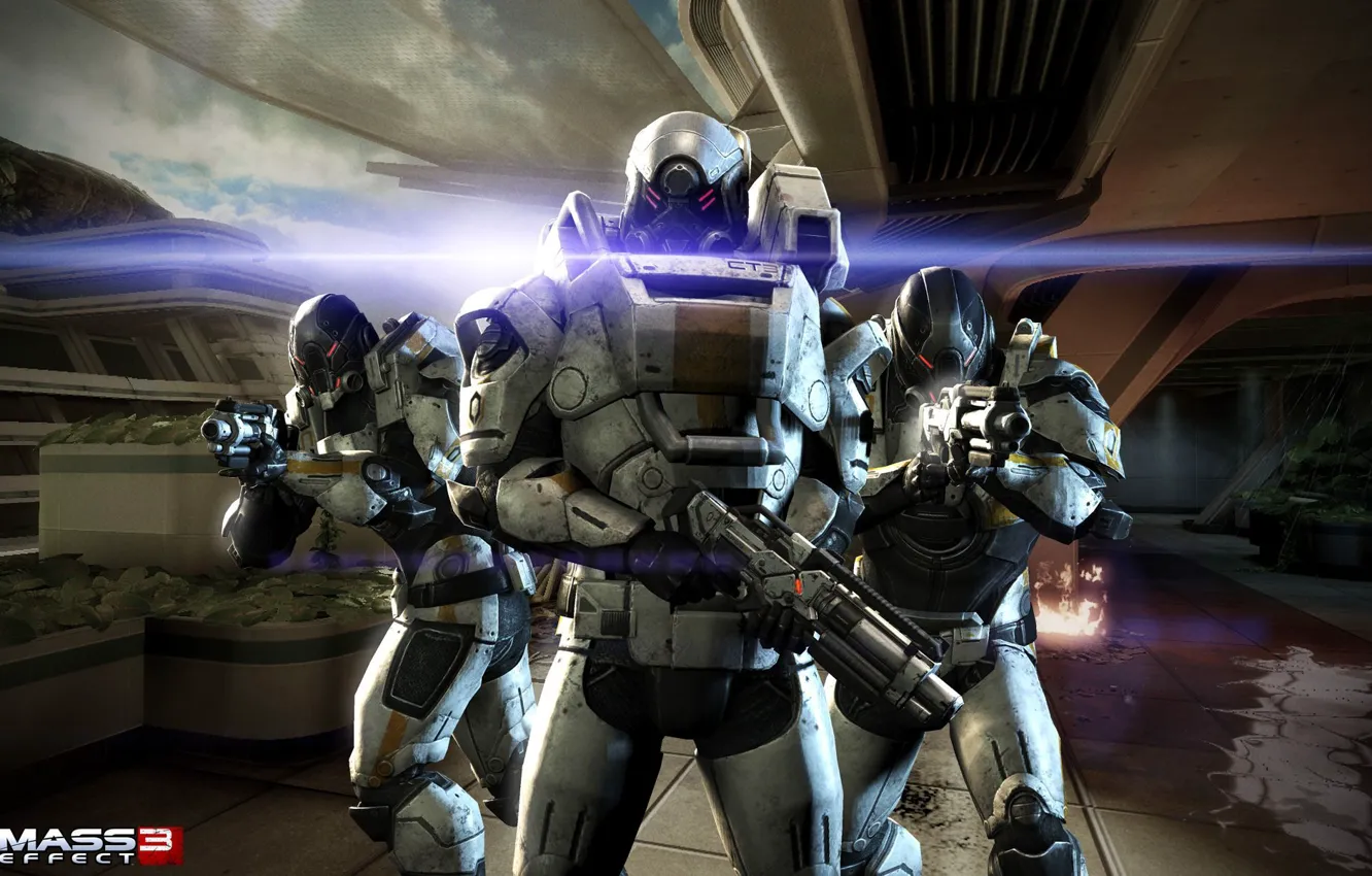 Photo wallpaper weapons, the game, war, game, costumes, mass effect 3, Cerberus