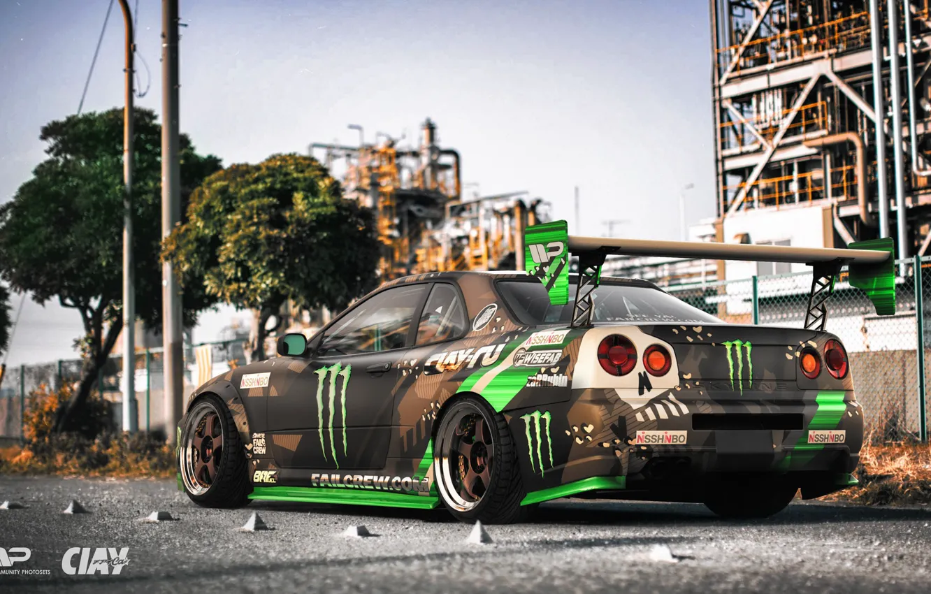 Photo wallpaper machine, auto, rendering, art, Nissan, GT-R, skyline, Nissan Skyline