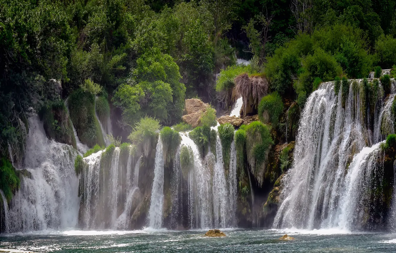 Photo wallpaper waterfall, stream, Croatia