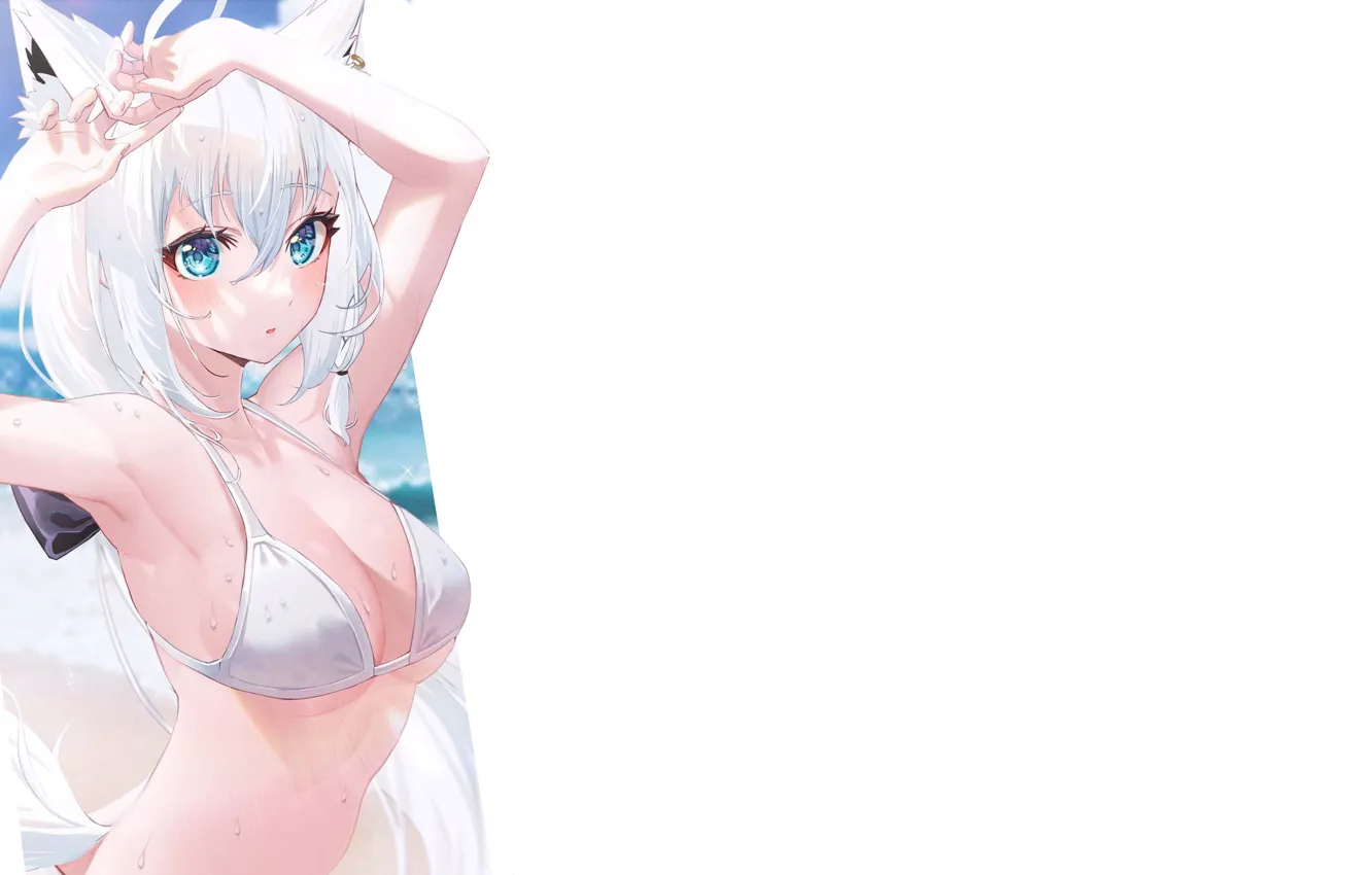 Photo wallpaper kawaii, girl, white, hot, sexy, wet, boobs, anime
