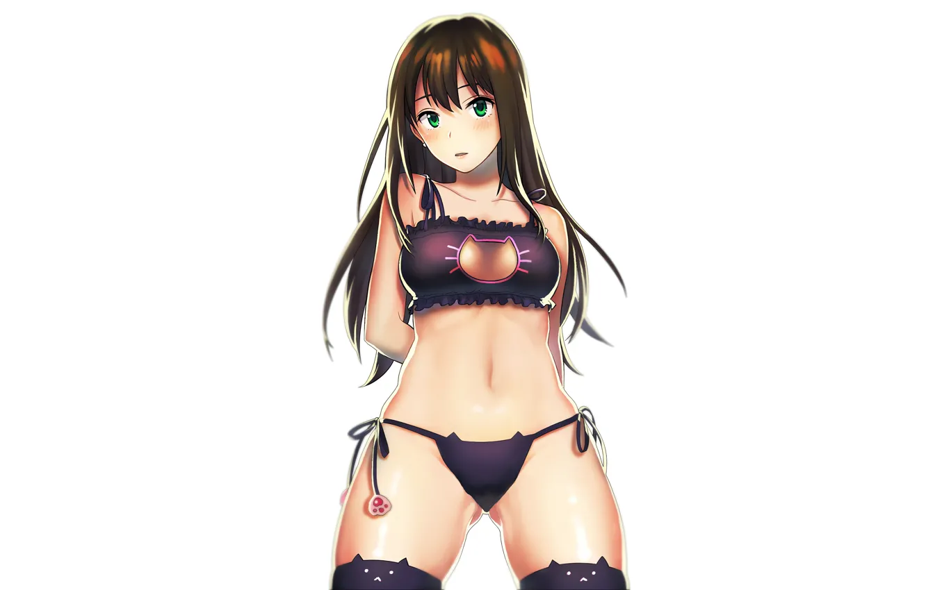 Photo wallpaper girl, sexy, lingerie, pantsu, bra, cleavage, panties, thighhighs