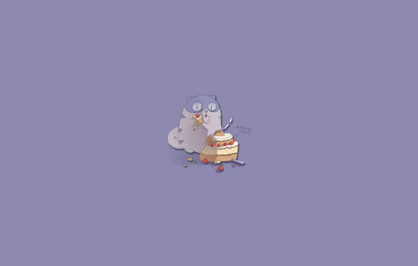 Photo wallpaper cat, minimalism, cake, cake, apofiss, sweet tooth, Ghost, Boggart cat