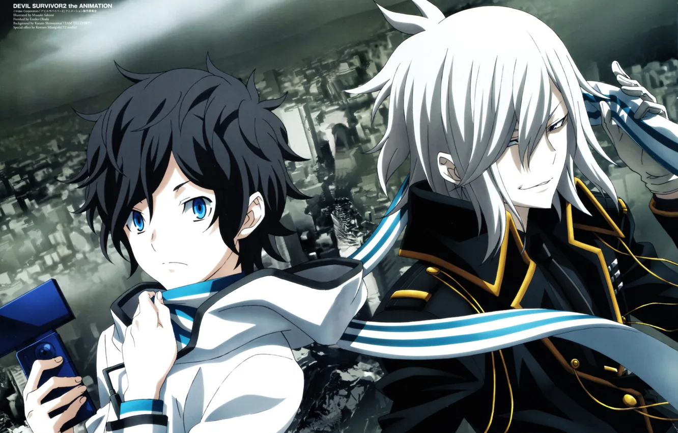 Photo wallpaper night, the city, hood, phone, guy, two, art, military uniform