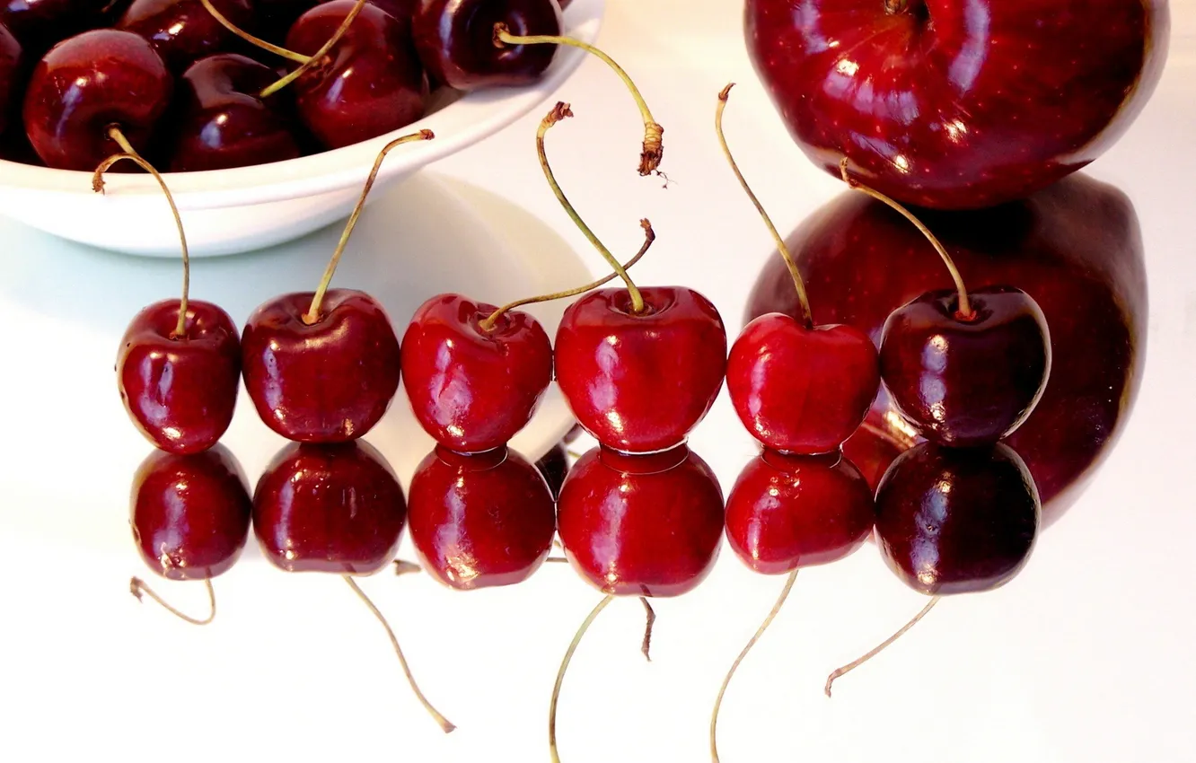 Photo wallpaper cherry, background, Apple, red, sweet