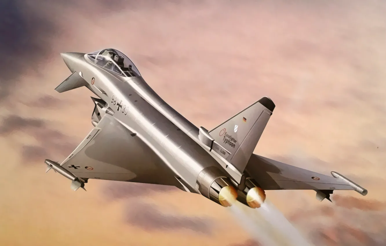Photo wallpaper war, art, airplane, painting, aviation, jet, Eurofighter Typhoon