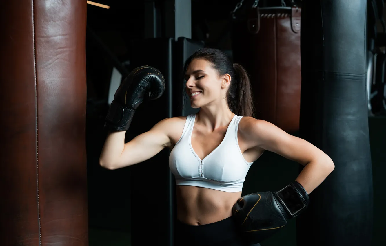 Photo wallpaper girl, lifestyle, fitness, gloves, gym, healthy, kickboxing, Independent