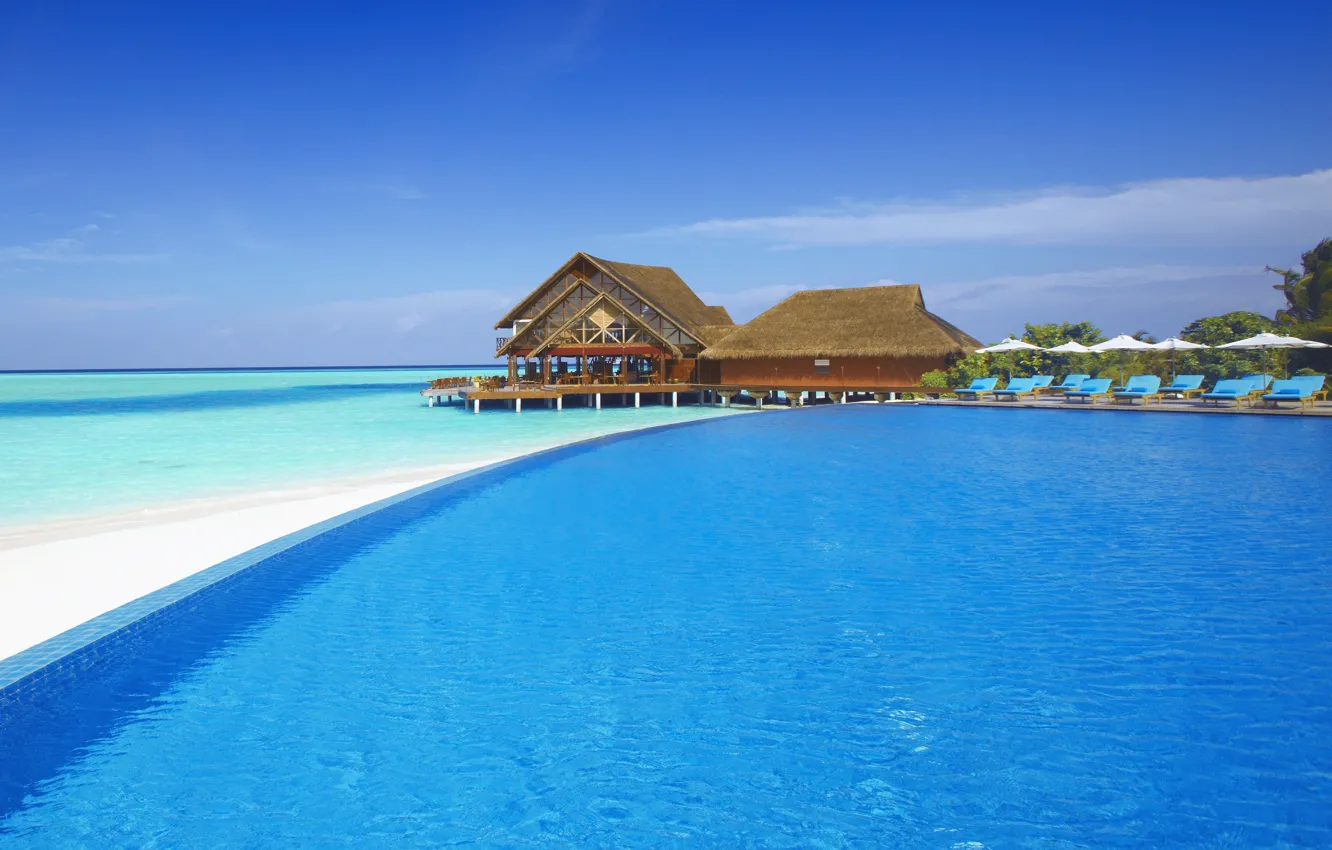 Photo wallpaper sea, clear water, pool, Seychelles, The Maldives, Bahamas