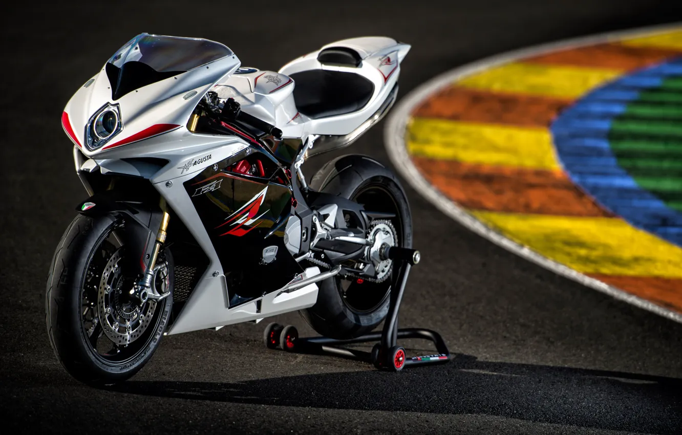 Photo wallpaper white, motorcycle, white, Supersport, track, MV Agusta