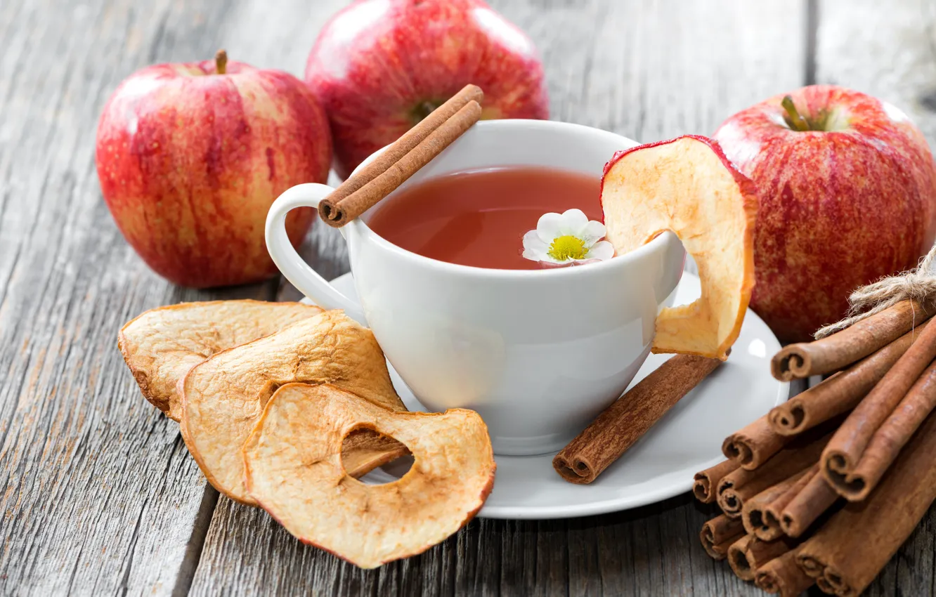 Photo wallpaper tea, apples, Drink, Cinnamon