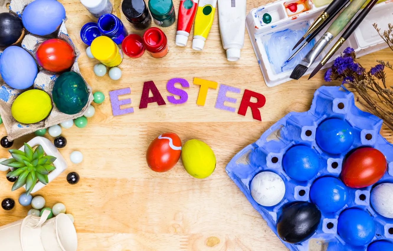 Photo wallpaper decoration, holiday, paint, eggs, spring, watercolor, Easter, spring
