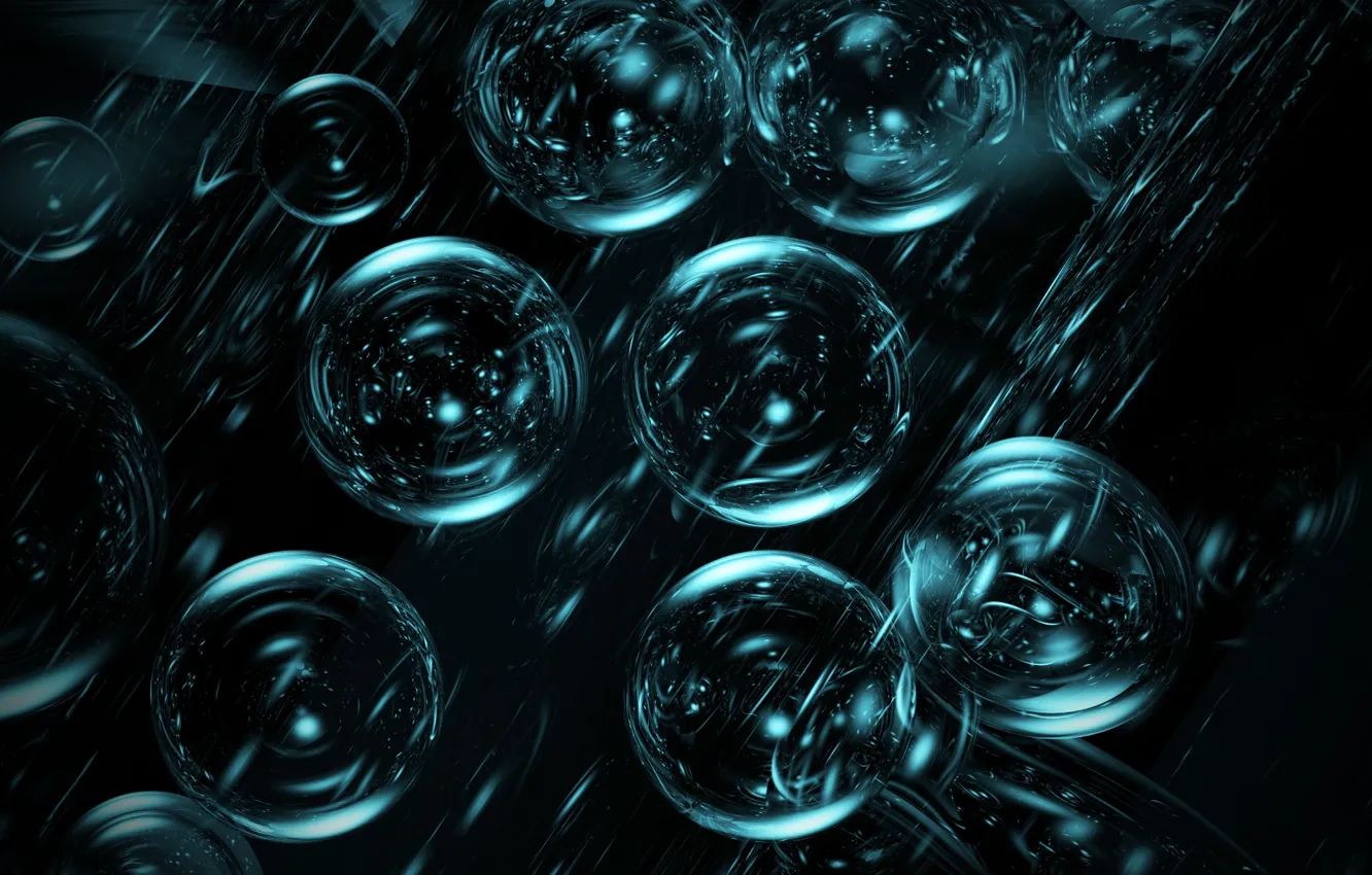 Photo wallpaper bubbles, rendering, balls, the reflection