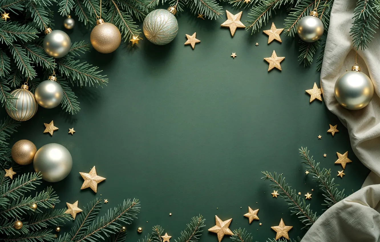 Photo wallpaper decoration, background, balls, new year, Christmas, golden, Christmas, balls