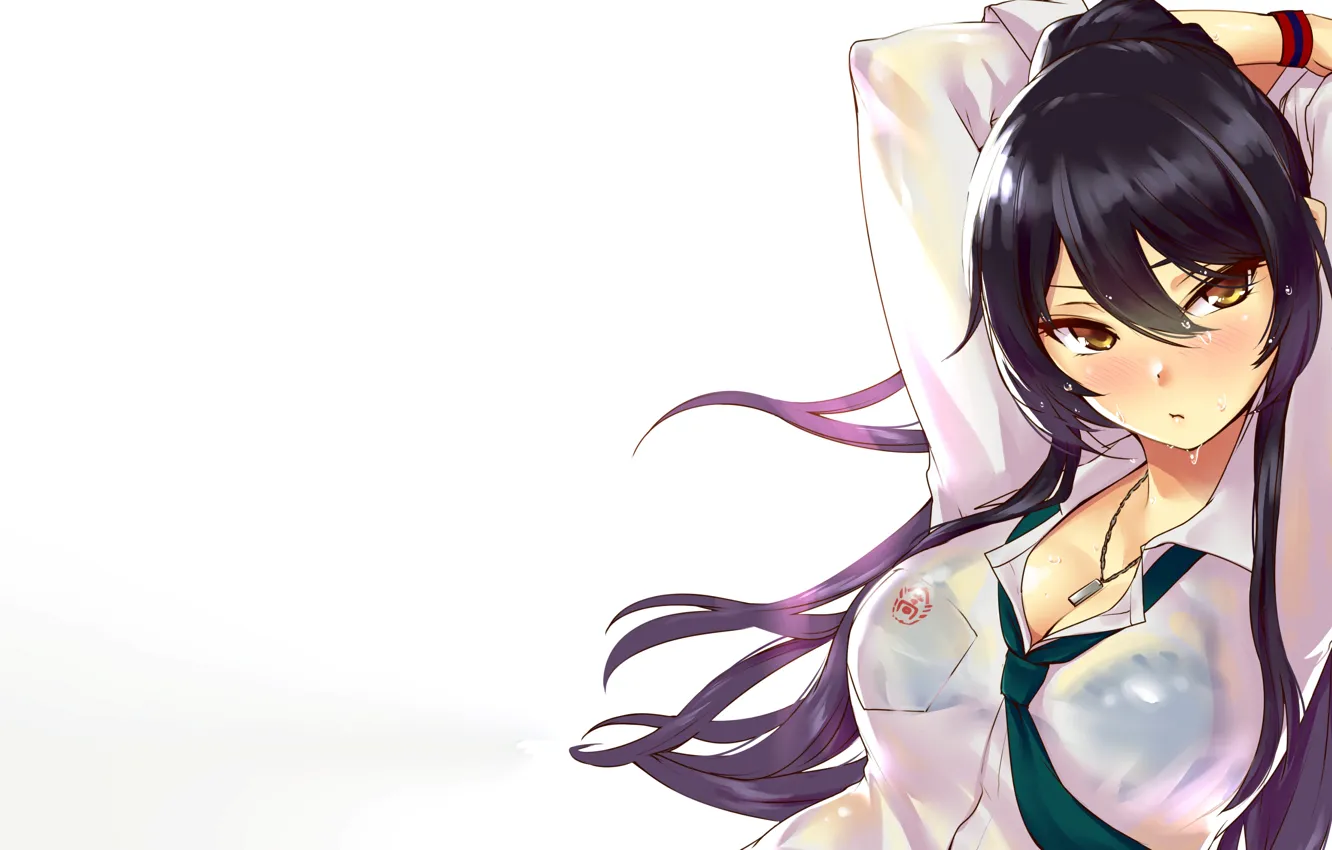 Photo wallpaper girl, sexy, cleavage, long hair, boobs, anime, beautiful, pretty