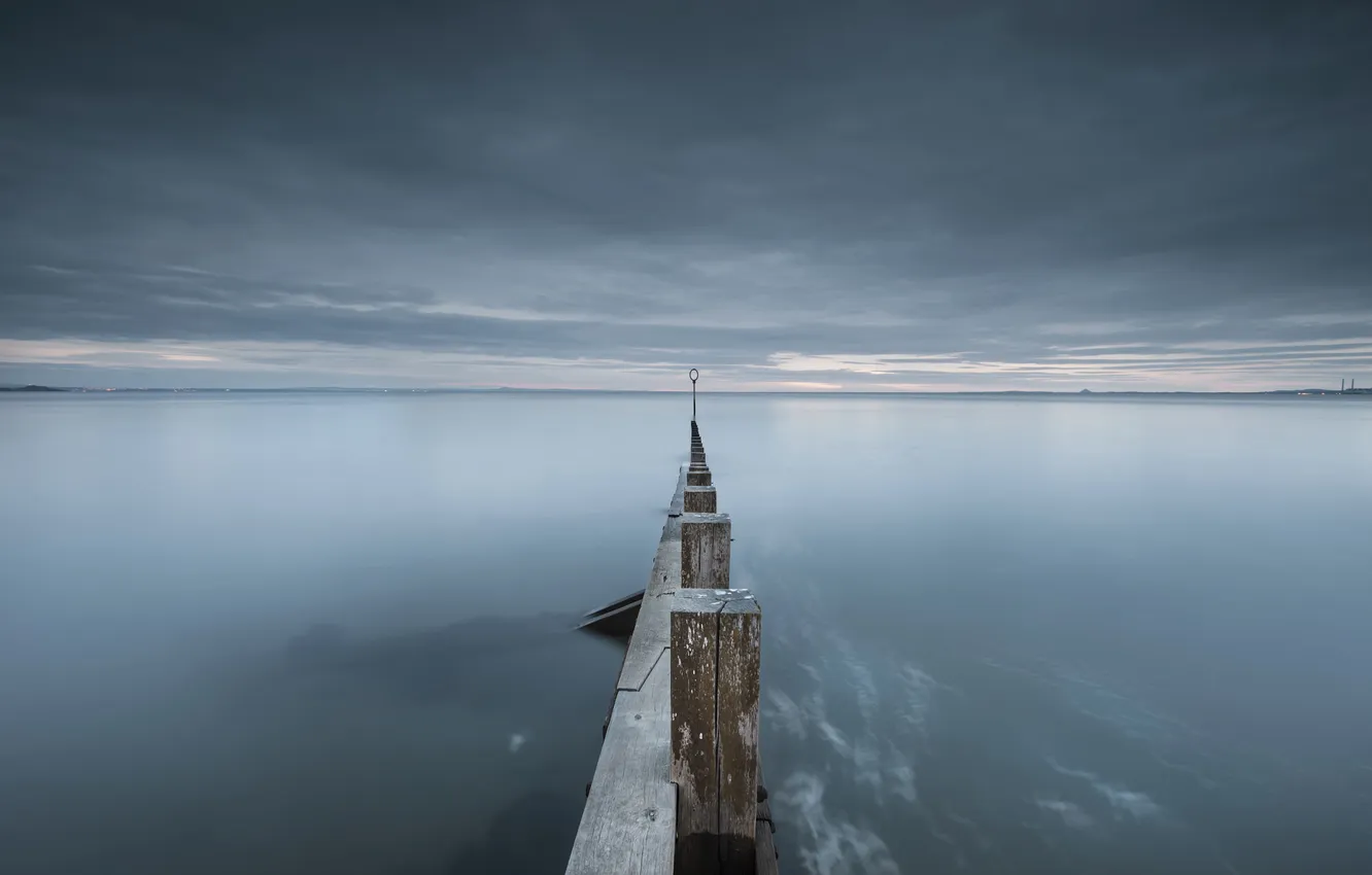 Photo wallpaper sea, landscape, night