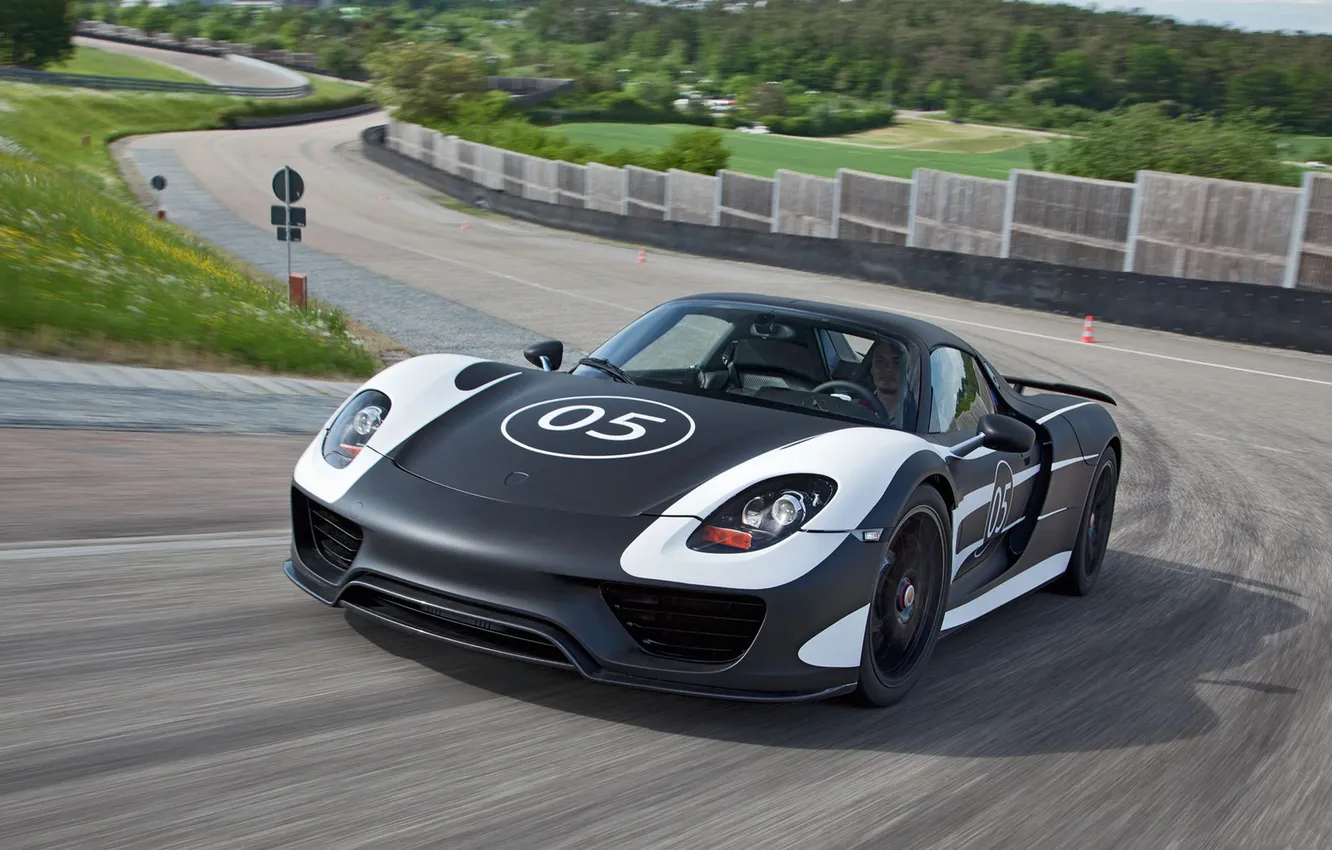 Photo wallpaper Prototype, Porsche, supercar, prototype, Porsche, Spyder, 918, racing track