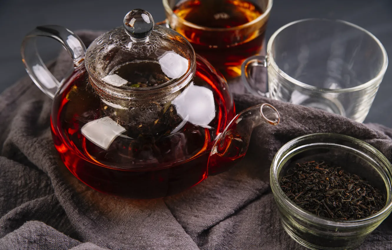 Photo wallpaper glass, tea, kettle, Cup, welding, tea, Black tea
