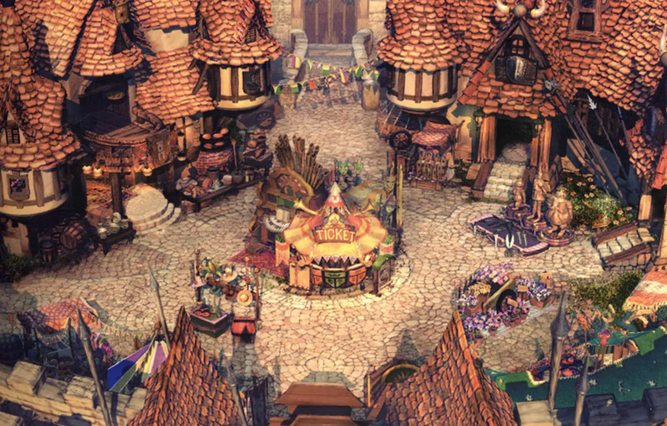 Photo wallpaper street, home, roof, village, Final Fantasy